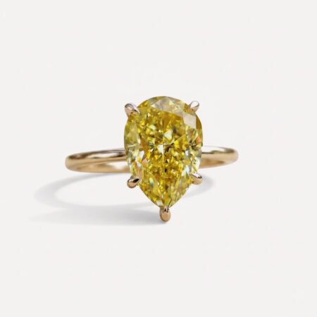 2.35 CT Canary Yellow Pear Moissanite Ring, 5 Claw Prong Solitaire Engagement Ring, Yellow Gold Wedding Ring, VVS Statement Ring