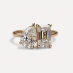 2.75 TW Toi Et Moi Moissanite Ring Pear and Emerald Cut Two Stone Engagement Ring Colorless Wedding Ring Gold Silver