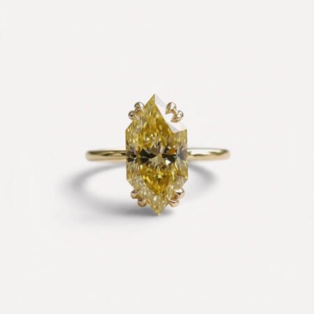 2.80CT Canary Yellow Dutch Marquise Moissanite Engagement Ring Double Claw Prong Solitaire Yellow Diamond Ring Unique Ring