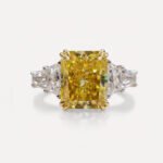 Radiant Canary Yellow Moissanite 5 Stone Ring, Trapezoid Baguette Wedding Ring, 3.83 CT Engagement Ring for Her