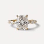 2.91 CT Crushed Ice Cushion Moissanite Hidden Halo Ring, Marquise Pave Engagement Ring, Promise Wedding Ring for Her