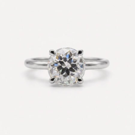 1.92 CT Round Rose Cut Moissanite Engagement Ring, Trellis Prong Solitaire Ring, Minimalist Wedding Ring, Gift for Her