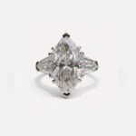 5.38CT Marquise Moissanite Engagement Ring, 3 Stone Bullet Side Ring, Statement Wedding Ring, Large VVS Bridal Ring for Her