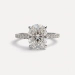 1.98CT Oval Moissanite Engagement Ring, Pave Band Solitaire Ring, Claw Prong Wedding Ring, Colorless VVS Bridal Ring for Her