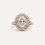 1.83CT Oval Moissanite Halo Engagement Ring, Cluster Pave Cathedral Ring, Vintage Style Wedding Ring, VVS Bridal Ring for Her