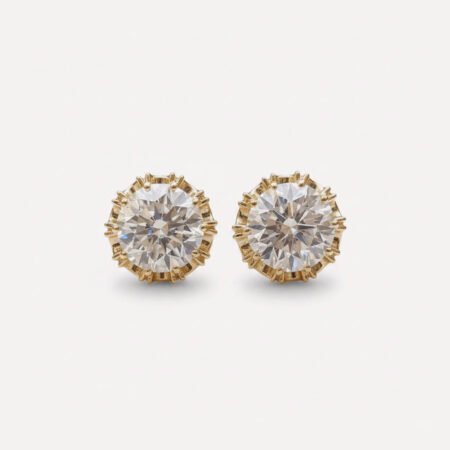 3.03CTW Round Moissanite Stud Earrings, Halo Style 10 Prong Earrings, Screw Back Bridal Earrings, Colorless VVS Wedding Jewelry