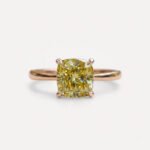 1.92CT Canary Yellow Cushion Moissanite Engagement Ring, Solitaire Claw Prong Ring, Minimalist Wedding Ring, Gold Promise Ring