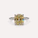 2.44CT Cushion Cut Light Yellow Moissanite Solitaire Ring, Cathedral Setting Engagement Ring, Classic Minimal Wedding Ring