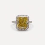 6.71CT Radiant Canary Yellow Moissanite Halo Ring Pave Engagement Ring Yellow Stone Statement Wedding Ring for Women