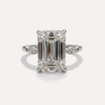 3.56CT Elongated Emerald Cut Moissanite Ring Vintage Engagement Ring Marquise Side Stones Claw Prong Wedding Ring