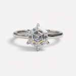 1.55CT Hexagon Cut Moissanite Ring Solitaire Engagement Ring Tulip Basket 6 Prong Minimalist Wedding Ring for Her