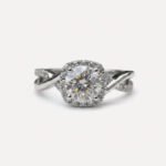 1.10CT Round Moissanite Halo Engagement Ring, Twisted Infinity Pave Band Ring, VVS Promise Ring for Her, Bridal Ring