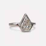 1.98CT Shield Cut Moissanite Ring Bezel Set Solitaire Engagement Ring Geometric Vintage Wedding Ring for Her