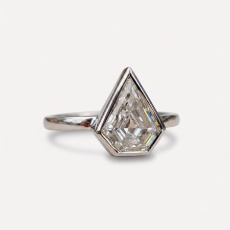 1.98CT Shield Cut Moissanite Ring Bezel Set Solitaire Engagement Ring Geometric Vintage Wedding Ring for Her