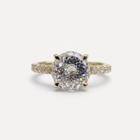 4.02 CT Portuguese Cut Moissanite Ring, Pavé Band Engagement Ring, Round Brilliant Style Ring, Moissanite Ring, Statement Bridal Ring