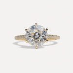 2.09 CT Old European Cut Moissanite Engagement Ring, Vintage Round Pavé Band Ring, Colorless VVS1 Antique Style Bridal Ring
