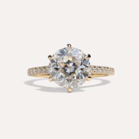 2.09 CT Old European Cut Moissanite Engagement Ring, Vintage Round Pavé Band Ring, Colorless VVS1 Antique Style Bridal Ring