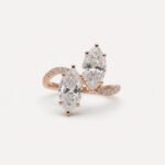 2.10CT Marquise Toi et Moi Moissanite Engagement Ring, Double Marquise Open Bypass Ring, VVS Colorless Pave Bridal Ring