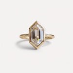 2.39CT Hexagon Rose Cut Moissanite Ring, Bezel Set Solitaire Engagement Ring, Open Gallery Geometric Minimal Bridal Ring