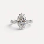 3.30CT Dutch Marquise Moissanite Engagement Ring, Claw Prong Three Stone Ring 0.41CTW, VVS Colorless Floral Bridal Ring