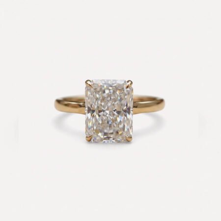 2.25CT Radiant Cut Moissanite Engagement Ring, Colorless VVS Solitaire Ring, Minimalist Gold Wedding Ring for Women