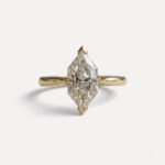 Dutch Marquise Moissanite Engagement Ring 2.10CT VVS Colorless, V Prong Solitaire, Tapered Shank, Unique Promise Ring for Her