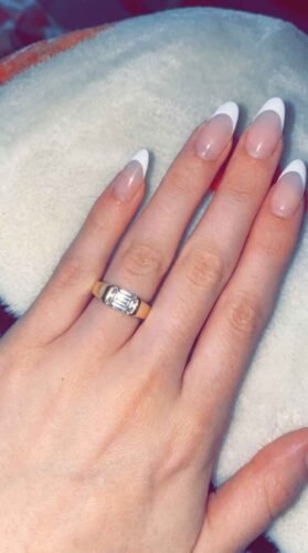 Click to view full screen 2.48 Ct Emerald Cut Lab Grown Diamond Signet Engagement Ring 14K Gold IGI Certified E VS1 photo review