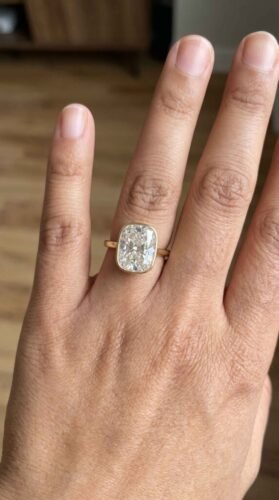 8ct IGI Elongated Cushion Cut Lab Grown Diamond Bezel Engagement Ring - Taylor Swift Inspired - 14k Gold photo review
