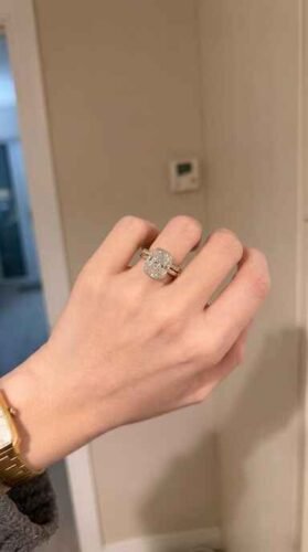 Click to view full screen 8ct IGI Elongated Cushion Cut Lab Grown Diamond Bezel Engagement Ring - Taylor Swift Inspired - 18k Gold photo review