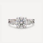 2.92 CTW Round Cut Lab Grown Diamond Nature Inspired Engagement Ring, 2.61 CT E VS1 IGI Certified Leaf Vine Wedding Ring in 14K Gold